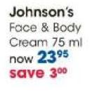 Johnson's Face & Body Cream-75ml Each