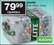 Castle Lite Beer Cans-12 x 440ml