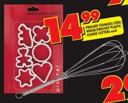 Prochef Stainless Steel Whisk/Prochef Plastic Cookie Cutters-Each
