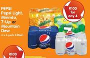 Pepsi Light, Mirinda, 7-Up or Mountain Dew-330 x 6 Pack-4's