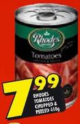 Rhodes Tomatoes Chopped & Peeled-410g