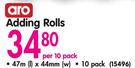 Aro Adding Rolls 47mx44mm-Per 10 Pack
