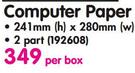 Top Form Continuous Computer Paper 241mmx280mm-Per Box