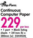 Top Form Continuous Computer Paper 241mmx280mm-Per Box