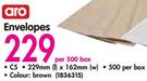 Aro C5 Brown Envelopes 229mmx162mm-Per 500 Box