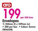 Aro C4 Brown Envelopes 324mmx229mm-Per 500 Box