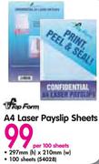 Top Form A4 Laser Payslip Sheets 297mmx210mm-Per 100 Sheets