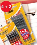 Bic Clic Medium Ball Pen Black Or Blue-4+2 Free Per Pack