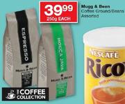 Mugg & Bean Coffee Ground/Beans-250gm Each
