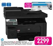 HP 4-in-1 Mono Laser Printer M1217NFW plus 85A Black Laser Toner-Per Bundle