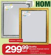 Quality Wooden-Framed Mirror  (1050mm x 800mm)-Each  