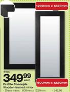 Profile Concepts Wooden-Framed Mirror (Dress Mirror) 600mm x 1220mm-Each