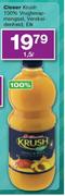 Clover Krush 100% Vrugtesapmengsel Verskeidenheid-1.5ltr Elk