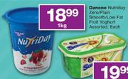 Danone Nutriday Zero/Plain Smooth/Low Fat Fruit Yoghurt-1kg Each