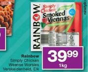 Rainbow Simply Chicken Weense Worsies-1kg