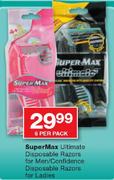 SuperMax Ultimate Disposable Razors For Men/Confidence Disposable Razors For Ladies-6 Per Pack