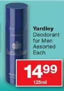 Yardley Deodorant For Men-125ml