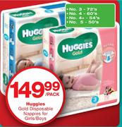 Huggies Gold Disposable Nappies For Girls/Boys No.4-60's-Per Pack