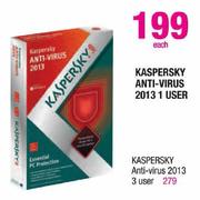 Kaspersky Anti-Virus 2013 1 User Each
