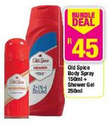 Old Spice Body Spray-150ml + Shower Gel-250ml