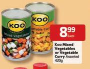 Koo Mixed Vegetable Or Vegetable Curry Assorted-420gm Each