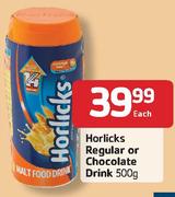 Horlicks Regular or Chocolate Drink-500gm Each