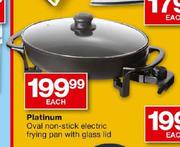 Platinum Oval Non-Stick Electric Frying Pan With Glass Lid-Each