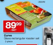 Curve Glass Rectangular Roaster Set-2 Piece Per Set