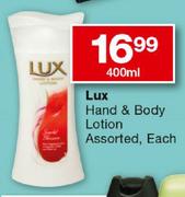 Lux Hand & Body Lotion Assorted-400ml Each