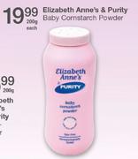 Elizabeth Anne's & Purity Baby Cornstarch Powder-200g Each
