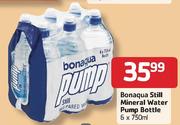 Bonaqua Still Mineral Water Pump Bottle-6 x 750ml