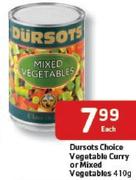 Dursots Choice Vegetable Curry Or Mixed Vegetables-410Gm