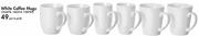 White Coffee Mugs-Per 6 Pack