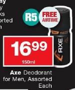 Axe Deodorant For Men Assorted 150ml-Each