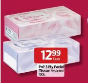  PnP 3 Ply Facial Tissue Assorted-100's Each
