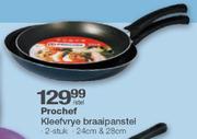 Prochef 2-Stuk Kleefvrye Braaipanstel-24cm & 28cm