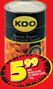 Koo Baked Beans In Tamato Sauce-410g Each