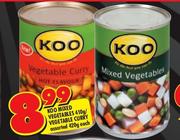 Koo Mixed Vegetables 410g/Vegetable Curry Assorted-420g Each