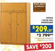 Verso 120cm Oak Wardrobe