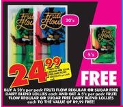 Fruti Flow Regular Or Sugar Free Dairy Blend Lollies-20's Per Pack
