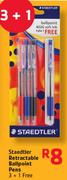 Staedtler Retractable Ballpoint Pens 3+1 Free