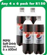 Pepsi Soft Drink(All Flavours)-6 x 600ml-4's