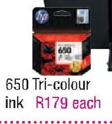 HP 650 Tri-Colour Ink-Each