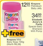 Krayons Petroleum Baby Jelly-250ml+ Free Krayons Mild Baby Soap-100gm