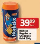 Horlicks Regular Or Chocolate Drink-500g Each