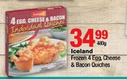 Iceland Frozen 4 Egg, Cheese & Bacon Quiches-480gm Each
