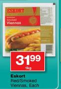 Eskort Red/Smoked Viennas-1kg Each