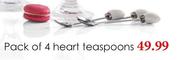 Pack Of 4 Heart Teaspoons