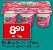 Darling Smooth Feast Yoghurt-6x100gm Each