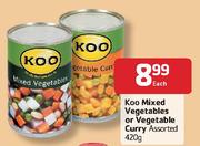 Koo Mixed Vegetables Or Vegetable Curry Assorted-420g Each